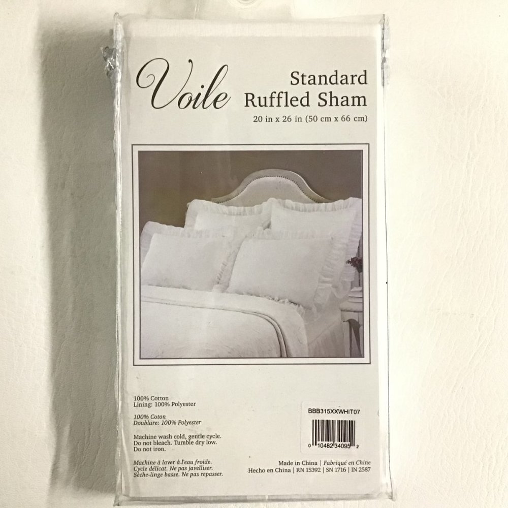 Voile Standard Ruffled Sham, Ivory - Picture 2 of 2